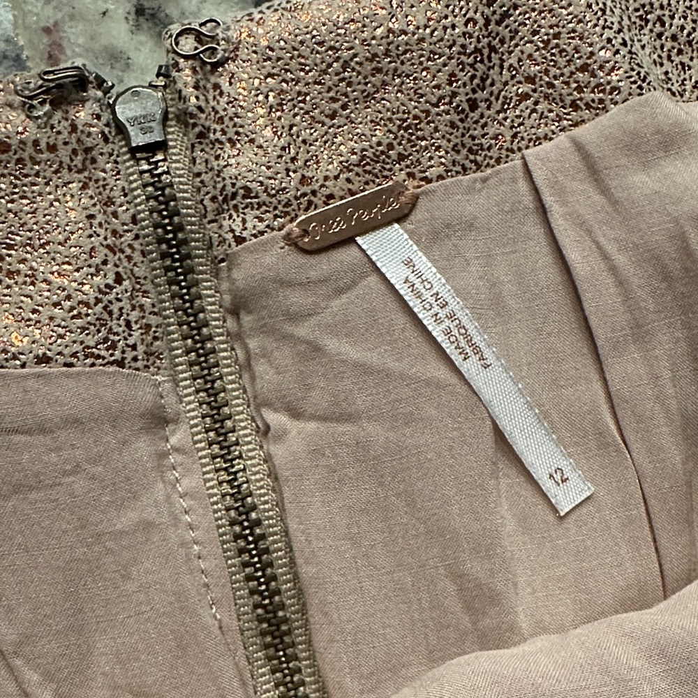 NWT Free People metallic rose gold mini skirt - Picture 4 of 7
